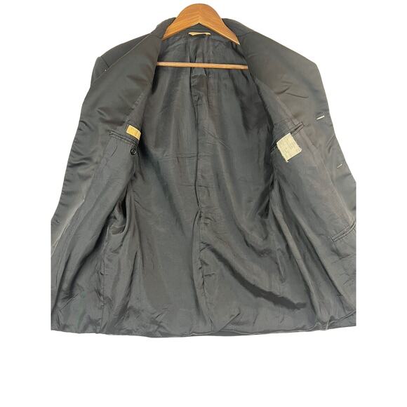 Donna Karan Made In Italy Wool 3 Button Tuxedo Jacket Sz 38R Black - Picture 3 of 13